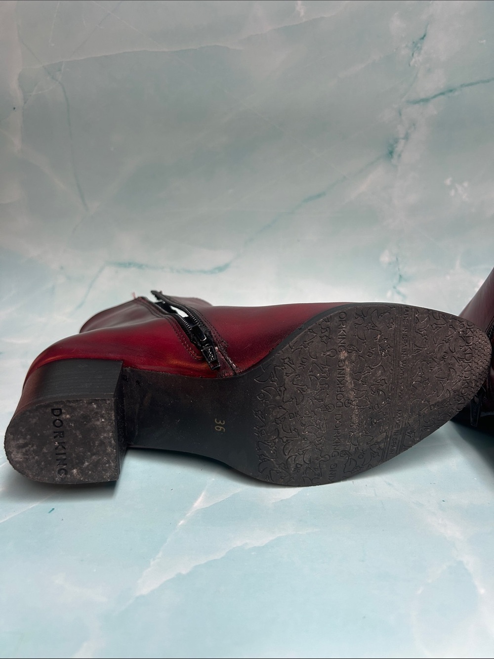 DORKING Women's Red Leather Ankle Boots LEXI Size 36 - Picture 9 of 9
